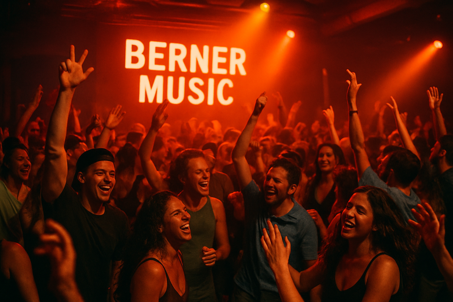 Crowd dancing at a Berner Music private event with energetic atmosphere