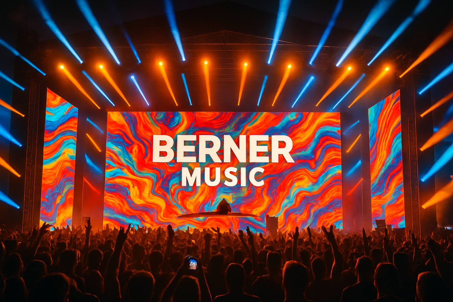 Festival stage featuring Berner Music with dynamic visuals and audience engagement